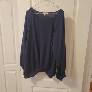 Blue bishop sleeve blouse